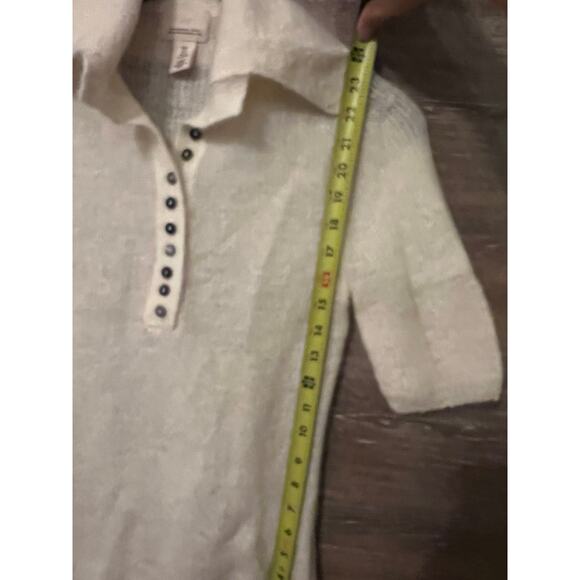 H&M Mohair wool blend collared top  size S beige cream henley preppy minimalist - Picture 5 of 7